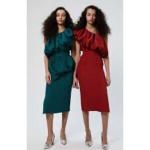 EDELINE LEE One-Shoulder Aurora Dress in Cranberry NWT Size 6